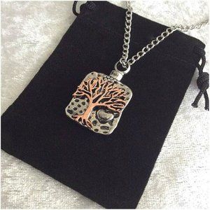 Beautiful "Sculptured Tree Of Life" Cremation Urn Necklace, Pouch,  Fill kit